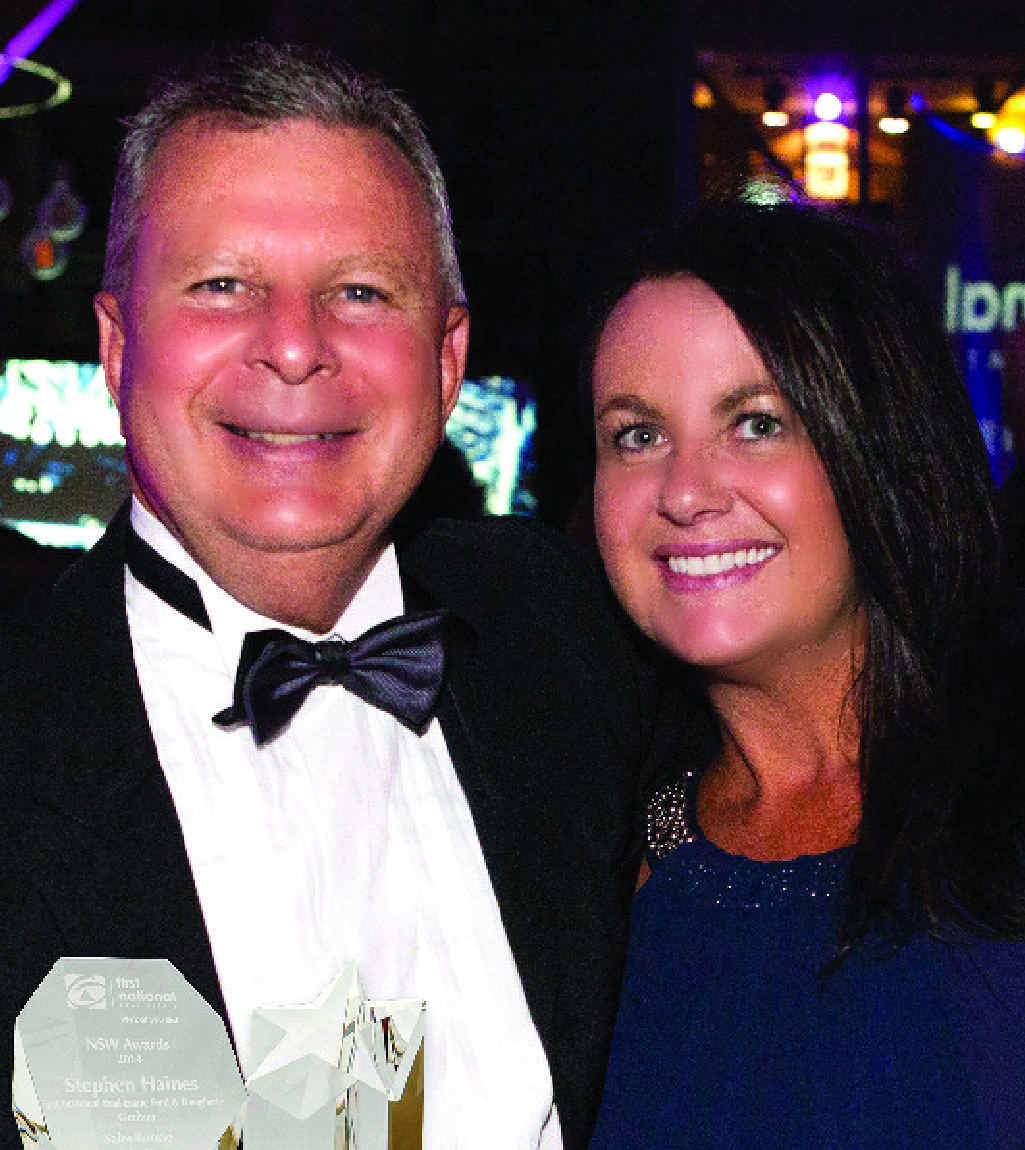 RECOGNISED: Stephen and Renai at the awards night. RECOGNISED: Stephen and Renai at the awards night.
